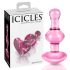 Icicles No. 75 - srdcová skleněná anální zátka (růžová)