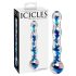 Icicles No. 08 - vlnitý, oboustranný, skleněný dildo (průhledný modrý)