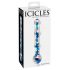 Icicles No. 08 - vlnitý, oboustranný, skleněný dildo (průhledný modrý)