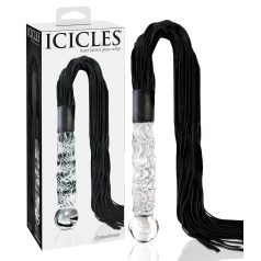   Icicles No. 38 - kožený bič a skleněný dildo (průhledný-černý)