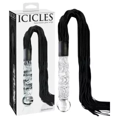   Icicles No. 38 - bič z kůže a skleněné dildo - průhledné/černé