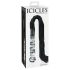 Icicles No. 38 - kožený bičík a skleněné dildo (průhledné-černé)