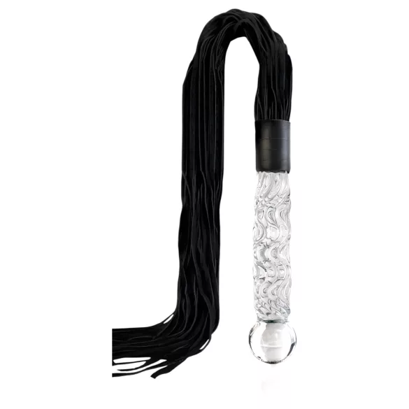 Icicles No. 38 - bič z kůže a skleněné dildo - průhledné/černé
