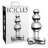 Icicles No. 47 - trojitý perlový skleněný anální kolík (průhledný)