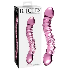   Icicles No. 55 - skleněné dildo pro G-bod - dvoustranné - růžové