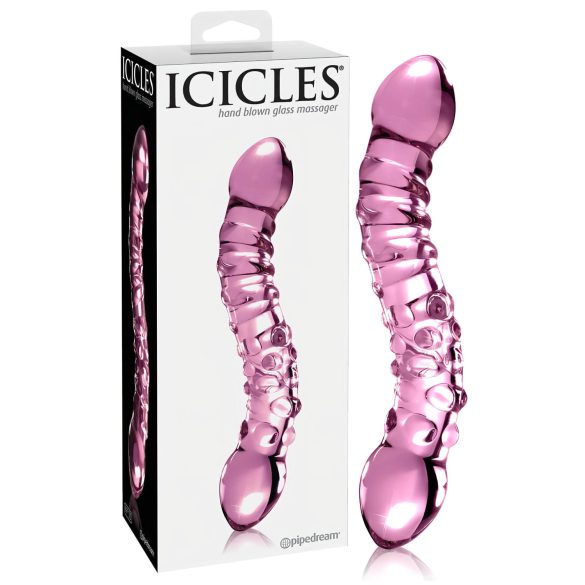 Icicles No. 55 - oboustranné skleněné dildo na G-bod (růžové)