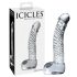 Icicles No. 61 - skleněné dildo ve tvaru penisu s varlaty (průhledné)