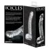 Icicles No. 61 - skleněné dildo ve tvaru penisu s varlaty (průhledné)