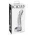 Icicles No. 61 - skleněné dildo ve tvaru penisu s varlaty (průhledné)