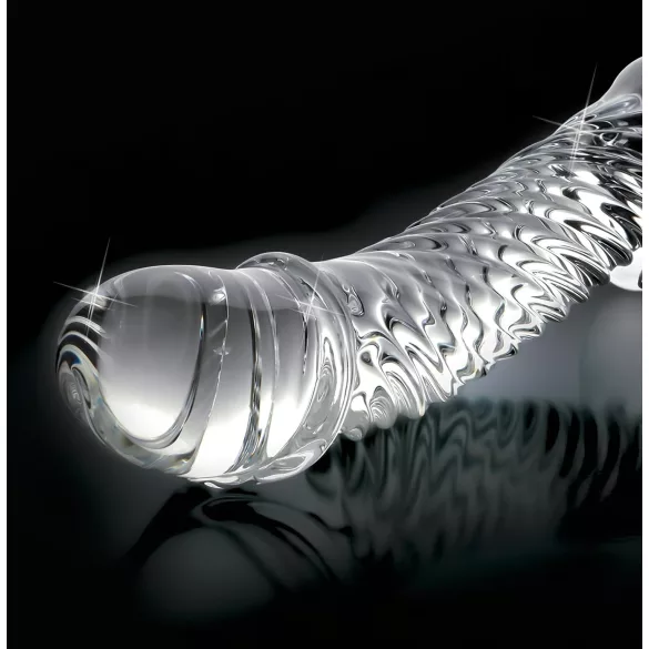 Icicles No. 61 - skleněné dildo s varlaty a penisem - čiré