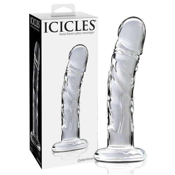 Icicles No. 62 - Skleněné dildo ve tvaru penisu (průhledné)