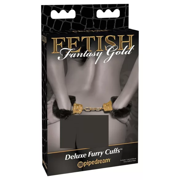 Pipedream Fetish Fantasy Gold - plyšová pouta - černá