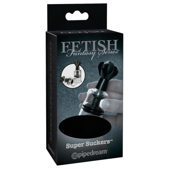 Fetish Super Suckers - bradavková pumpa (černá-průhledná)