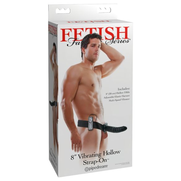 Fetish Strap-On 8 - připínací, dutý vibrátor (černý)