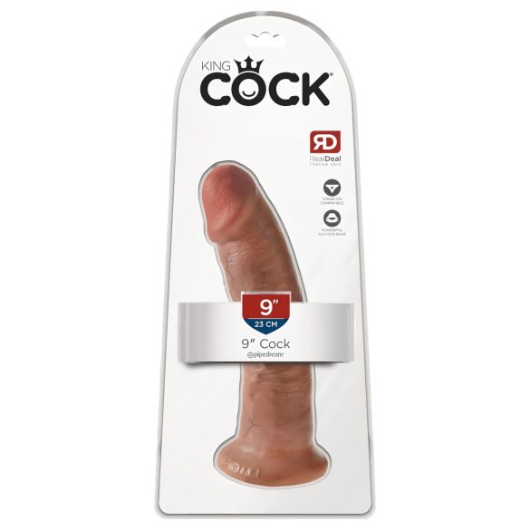 King Cock 9 - realistické dildo s přísavkou (23 cm) - tmavá přírodní
