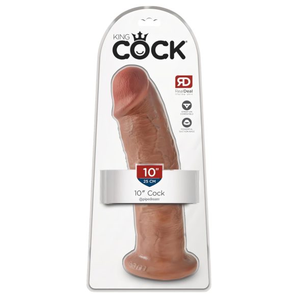 King Cock 10 - velký dildo s přísavkou (25 cm) - tmavě přírodní
