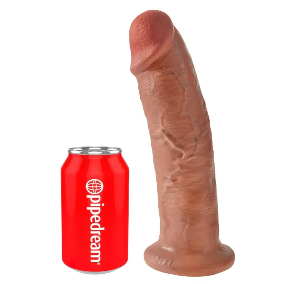 King Cock 10 - velký dildo s přísavkou (25 cm) - tmavá přírodní barva