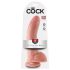 King Cock 9 - Realistický dildo s přísavkou a varlaty (23 cm) - přírodní