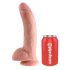 King Cock 9 - Realistický dildo s přísavkou a varlaty (23 cm) - přírodní