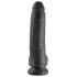 King Cock 9 - černý přísavný dildo s varlaty (23 cm)