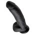 King Cock 9 - černý přísavný dildo s varlaty (23 cm)