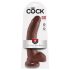 King Cock 9 - velký realistický dildo s přísavkou a varlaty (23 cm) - hnědý