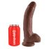 King Cock 9 - velký realistický dildo s přísavkou a varlaty (23 cm) - hnědý