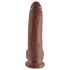 King Cock 9 - velký realistický dildo s přísavkou a varlaty (23 cm) - hnědý