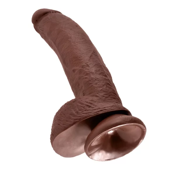 King Cock - realistické dildo s varlaty a přísavkou - 23 cm - hnědé
