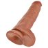 King Cock 11 - přísavkový dildo s varlaty (28 cm) - tmavě přírodní