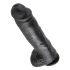 King Cock 11 - velký dildo s přísavkou a varlaty (28 cm) - černý