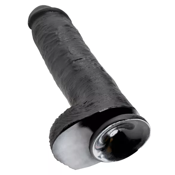 King Cock 11 - realistické dildo s varlaty a přísavkou - černé 28 cm