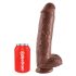 King Cock 11 - velká přísavková dildo s varlaty (28 cm) - hnědá
