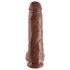 King Cock 11 - velká přísavková dildo s varlaty (28 cm) - hnědá