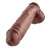 King Cock 11 - velká přísavková dildo s varlaty (28 cm) - hnědá
