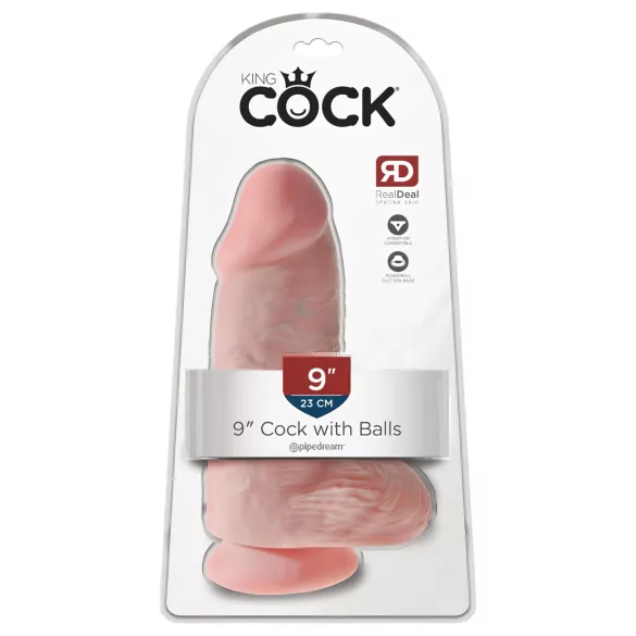 King Cock - realistické dildo s varlaty a přísavkou - 23 cm - tělová