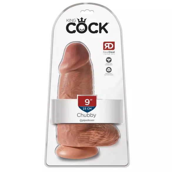 King Cock - realistický dildo s přísavkou - 23 cm - tmavá tělová