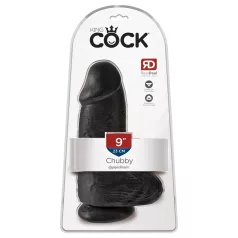   King Cock 9 Chubby - dildo s přísavkou a varlaty - černý 23 cm