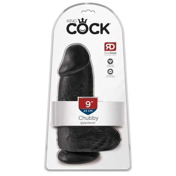 King Cock 9 Chubby - přísavkový, s varlaty (23 cm) - černý
