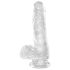 King Cock Clear 6 - přísavný malý dildo s varlaty (15 cm)