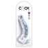 King Cock Clear 7,5 - přísavkový, varlatový dildo (19 cm)