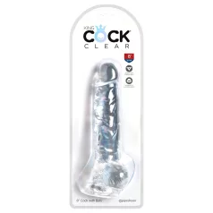King Cock Clear - dildo s přísavkou a varlaty - 20 cm