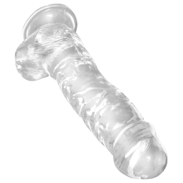 King Cock Clear - dildo s přísavkou a varlaty - 20 cm