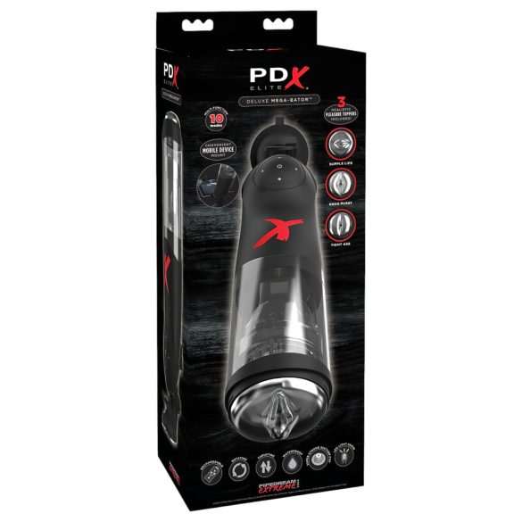 PDX Mega-Bator - rotační, pohybující se masturbátor (černý)