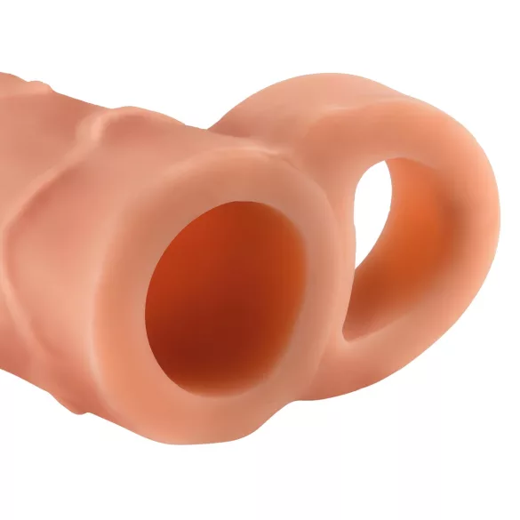 X-TENSION Perfect 1 - návlek na penis s erekčním kroužkem - 17,7 cm - přírodní