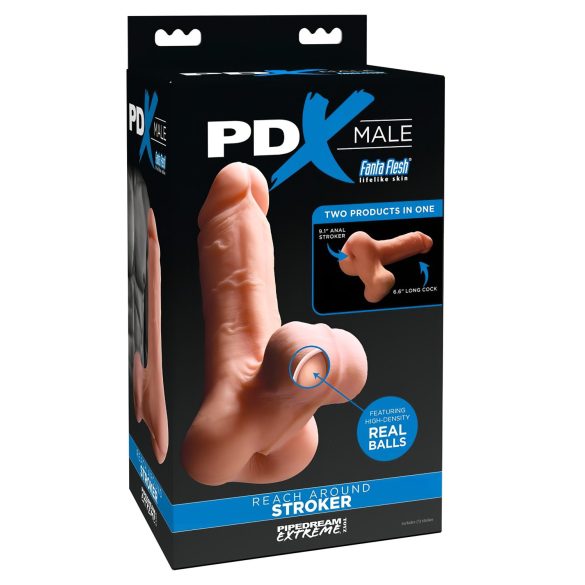 PDX Reach Around - 2v1 umělý zadeček a návlek na penis (přírodní)