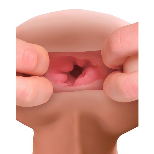 PDX - masturbátor a návlek na penis 2v1 - realistický vzhled - tělová barva