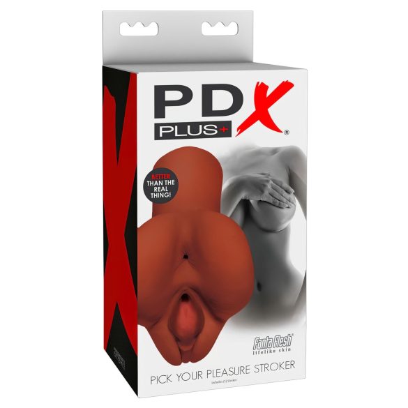 PDX Vyberte si Potešení - 2v1 realistický masturbátor (hnědý)