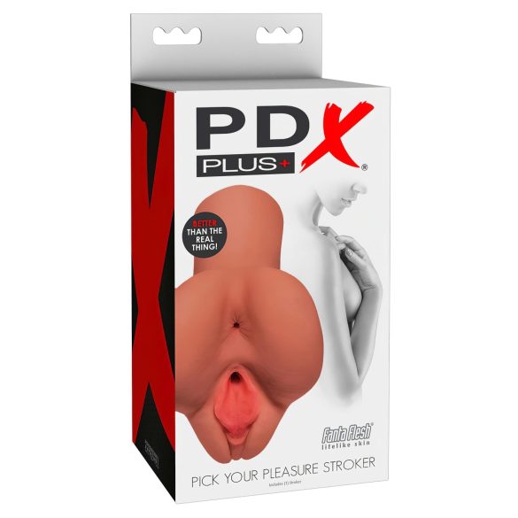 PDX Vyberte si potěšení - 2v1 vagína a zadeček masturbátor (přírodní)