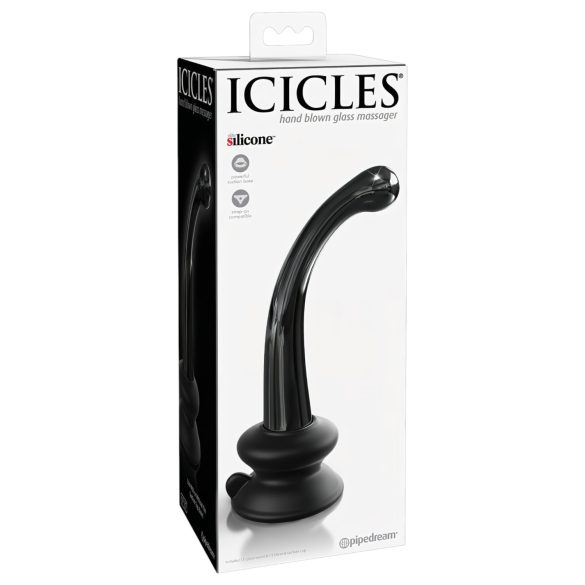 Icicles No. 87 - skleněné dildo s G+P bodem (černé)